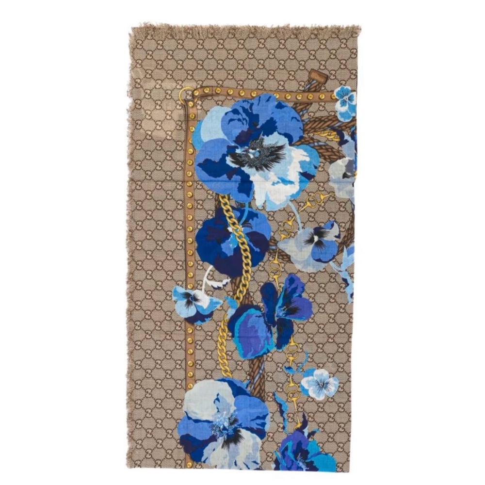 Gucci Blue Floral Scarf